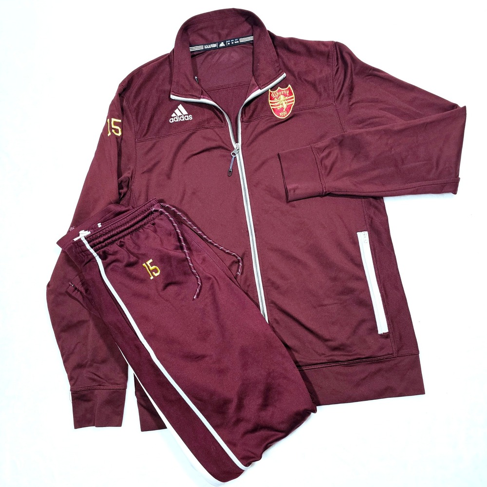Adidas Tracksuit Set Mens M Burgundy White Liberty Warm Up Sporty Gym Streetwear